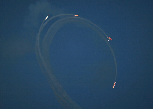 Aeroshell T-6 night show, Copyright 2011 WarbirdAlley.com