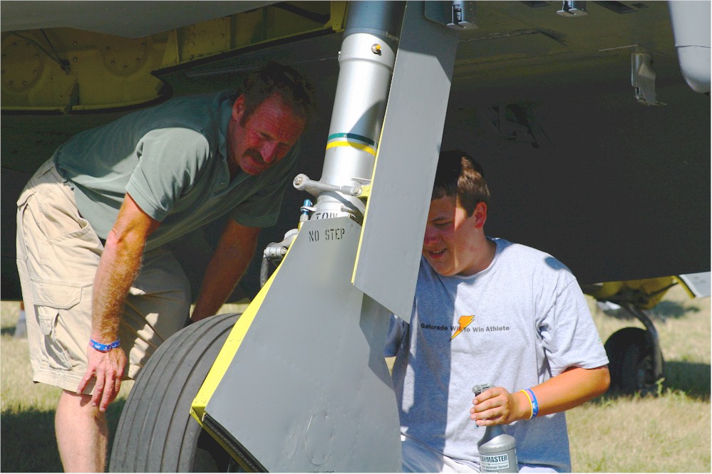 Polishing a P-47 gear leg