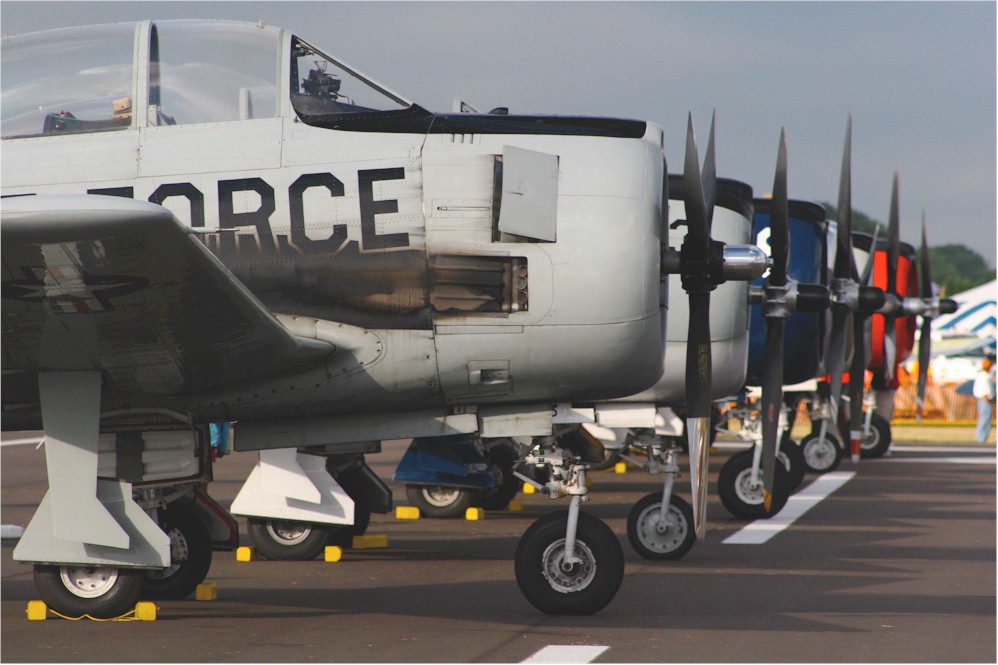 T-28 lineup on flight line