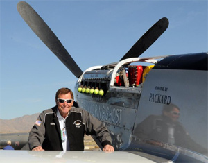 Jimmy Leeward with his P-51, Galloping Ghost, in 2010.